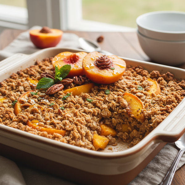 Peachy Overnight Oatmeal Bake recipe