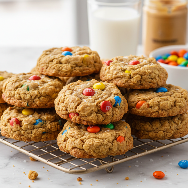 Peanut Butter M&M Oatmeal Cookies recipe