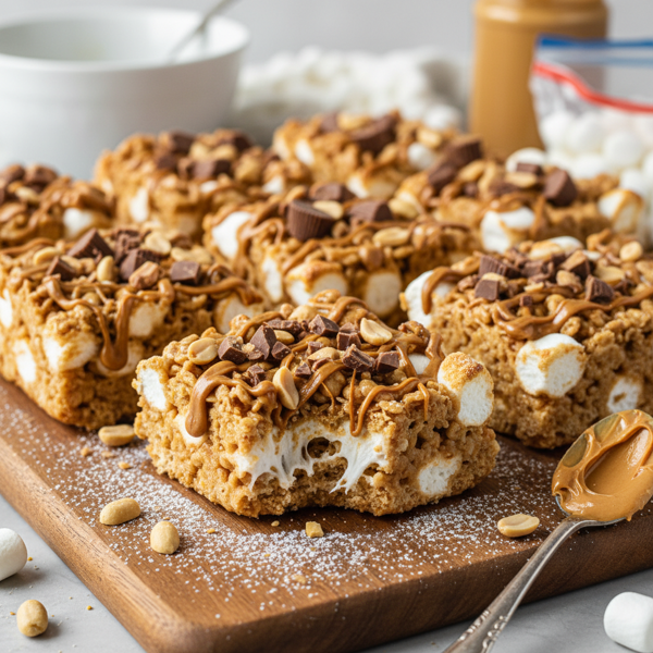 Peanut Butter Marshmallow Crispy Delights recipe