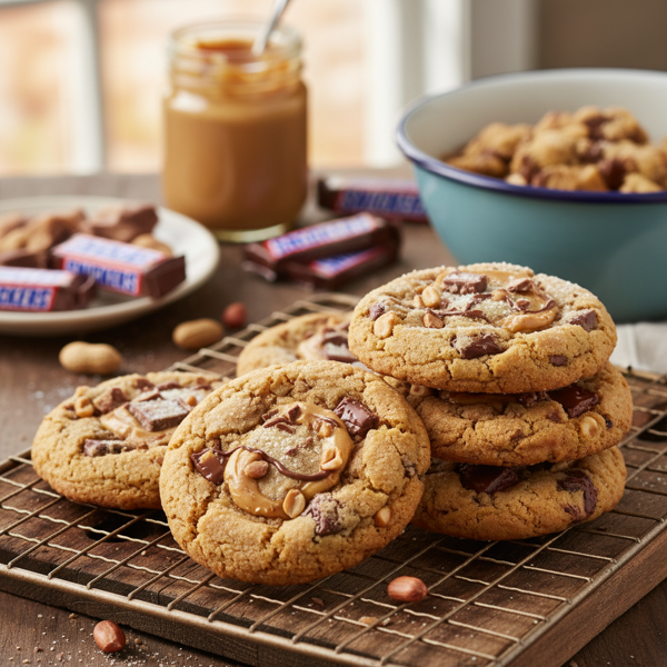 Peanut Butter Snickers Delight Cookies recipe