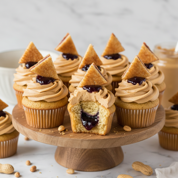 Peanut Butter & Jelly Surprise Cupcakes recipe