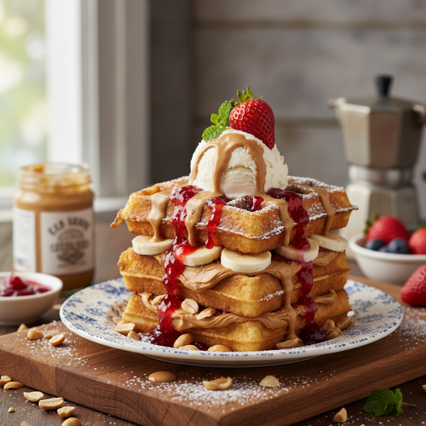 Peanut Butter & Jelly Waffle French Toast Delight recipe