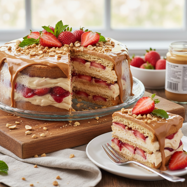 Peanut Butter & Strawberry Delight Icebox Cake recipe