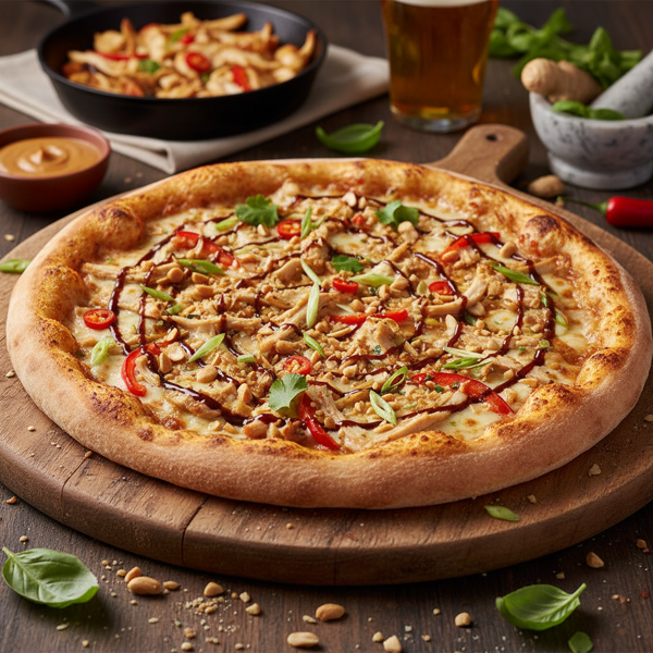 Peanut Ginger Chicken Delight Pizza recipe