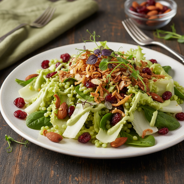 Pearly Greens Salad with Craisin Almond Crunch recipe
