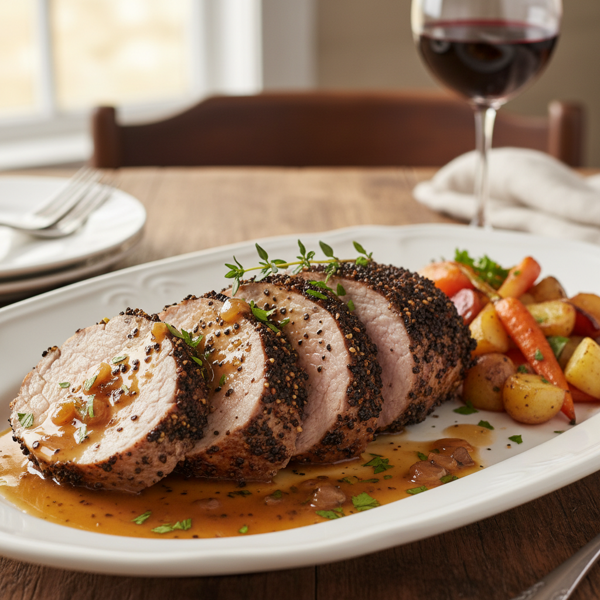 Peppered Pork Tenderloin with Cognac Sauce recipe
