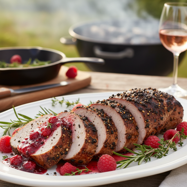 Peppered Raspberry-Infused Grilled Pork Tenderloin recipe