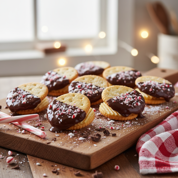 Peppermint Chocolate Dipped Ritz Cookies recipe