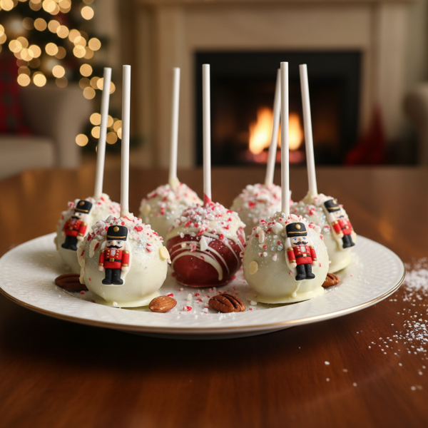 Peppermint Nutcracker Red Velvet Cake Pops recipe