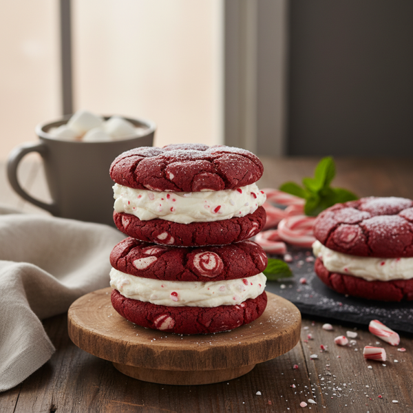 Peppermint Swirl Red Velvet Whoopie Pies recipe