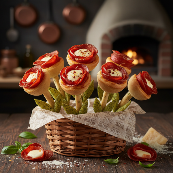 Pepperoni Pizza Flower Bouquets recipe