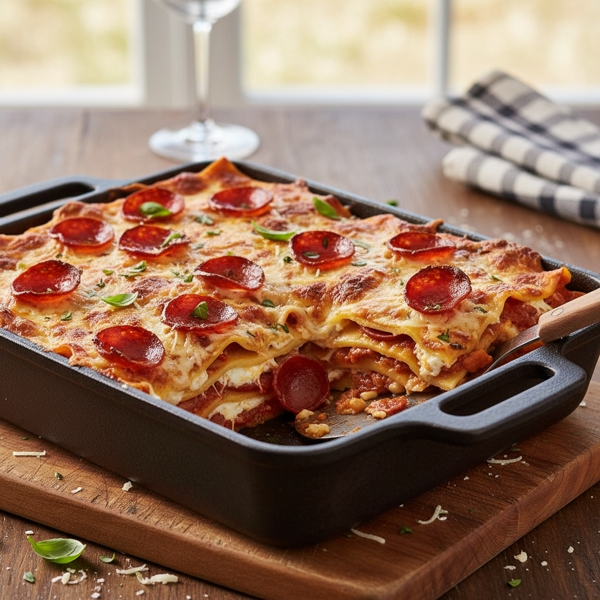 Pepperoni & Cream Cheese Delight Lasagna recipe