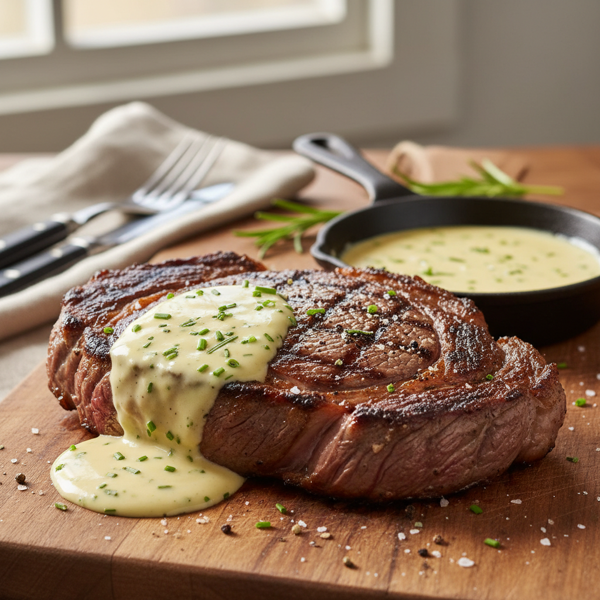 Perfectly-Seared Ribeye with Luxurious Béarnaise Sauce recipe
