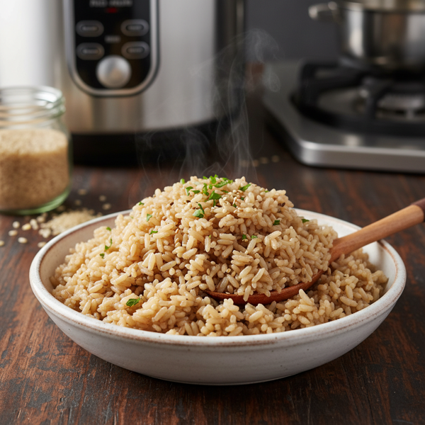 Perfectly Fluffy Pressure Cooker Brown Rice recipe