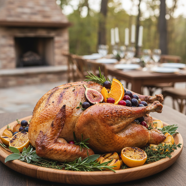 Perfectly Grilled Whole Turkey with Fruit and Herb Infusion recipe