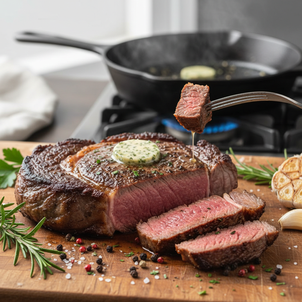 Perfectly Pan-Seared Ribeye Steak recipe