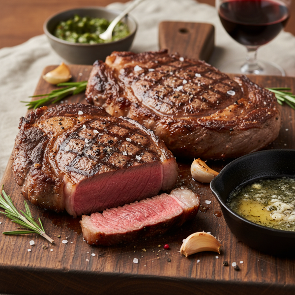 Perfectly Seared Rib-Eye Steaks recipe