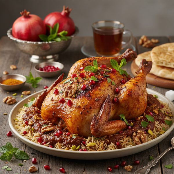 Persian-Spiced Chicken with Pomegranate and Walnut Sauce recipe