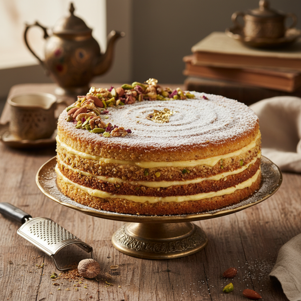 Persian Almond & Nutmeg Delight Cake recipe
