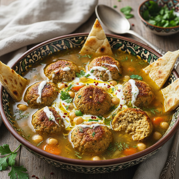 Persian Gundi Soup with Chickpea Chicken Meatballs recipe