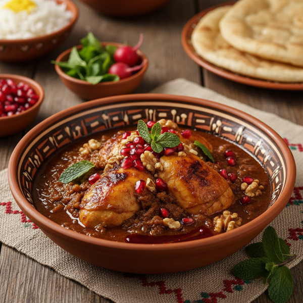 Persian Pomegranate Walnut Stew with Chicken recipe
