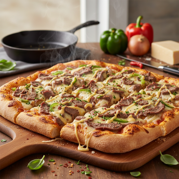 Philly Cheesesteak Delight Pizza recipe