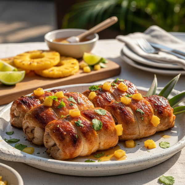 Pineapple Glazed Chicken Rolls recipe