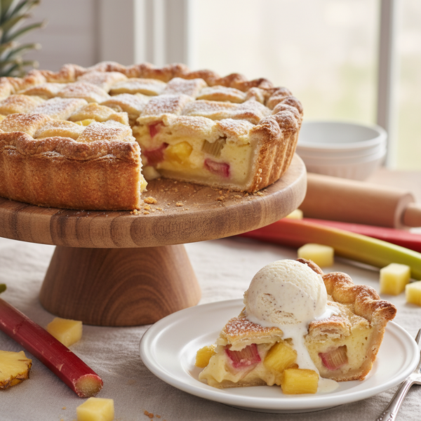 Pineapple Rhubarb Dream Custard Pie recipe