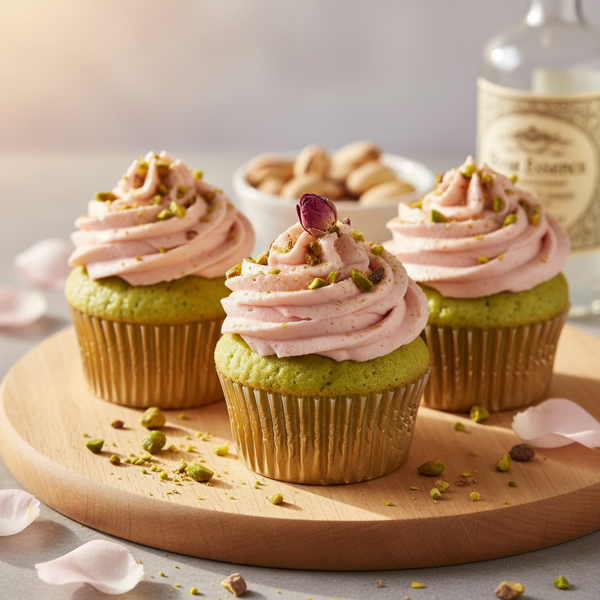 Pistachio Rose Delight Cupcakes recipe
