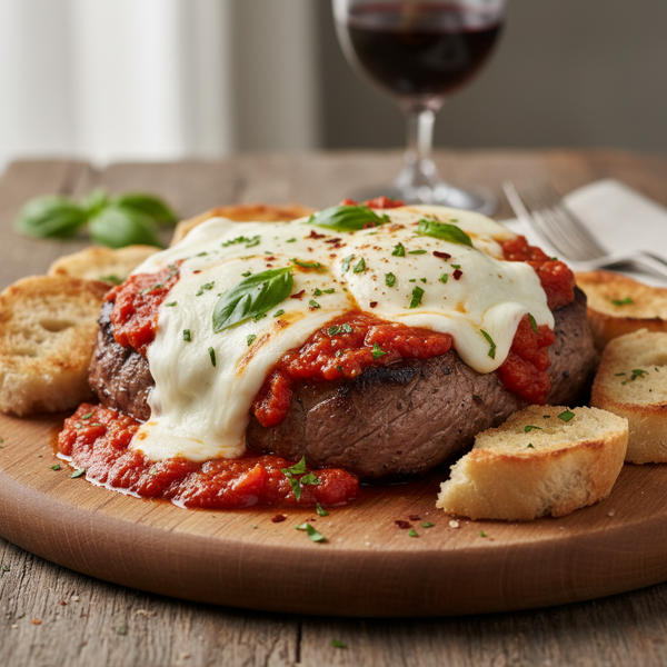 Pizzaiola Style Beef Steak with Mozzarella recipe