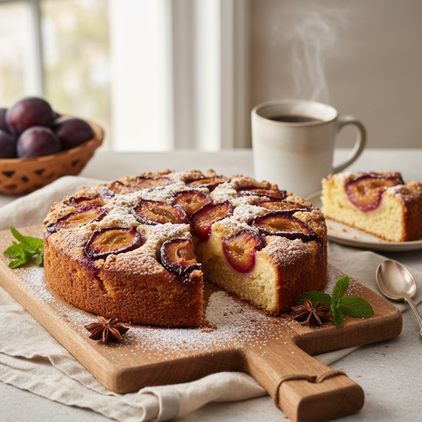 Plum Custard Coffee Cake recipe