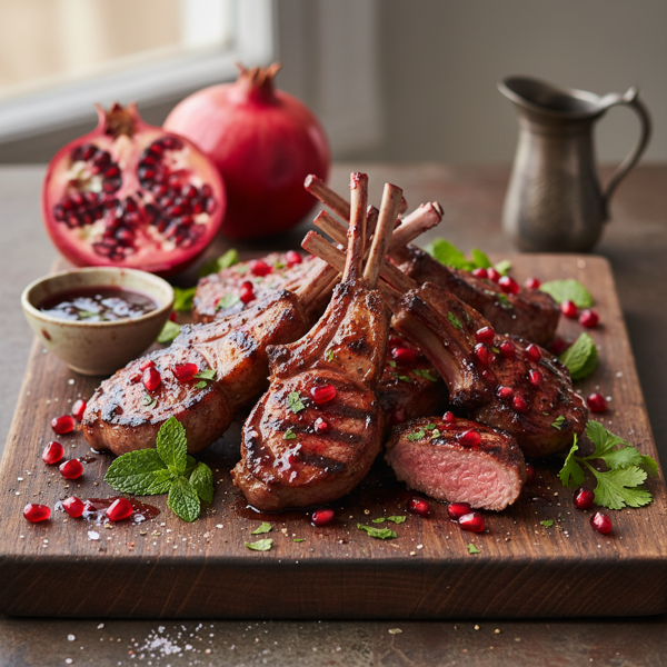 Pomegranate-Glazed Grilled Lamb Chops recipe
