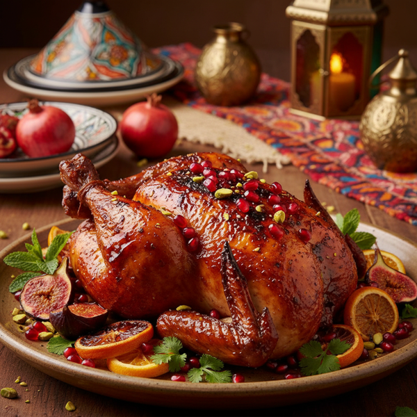 Pomegranate-Glazed Moroccan Roast Chicken recipe