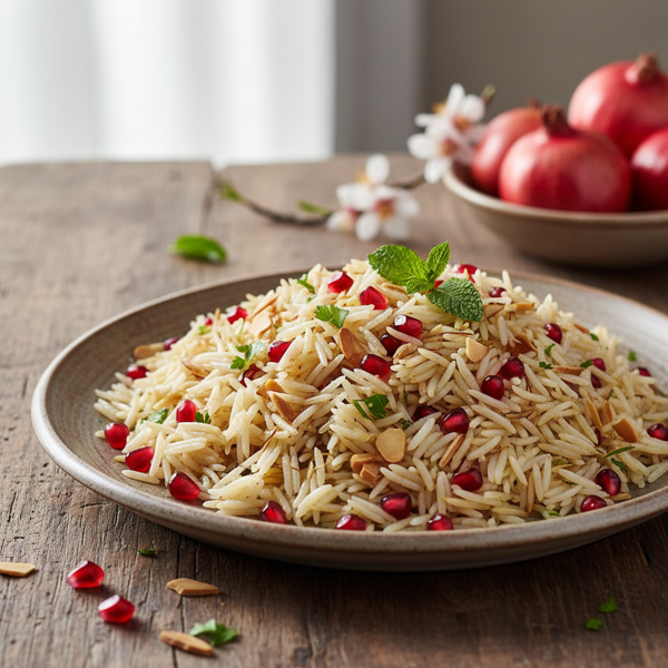 Pomegranate-Infused Almond Basmati Rice recipe