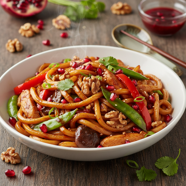 Pomegranate Walnut Udon Stir-Fry recipe