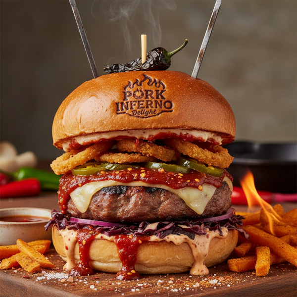 Pork Inferno Delight Burger recipe