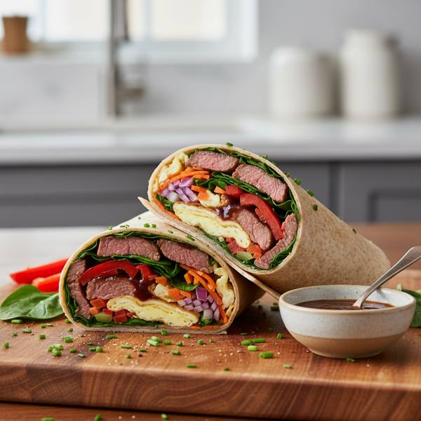 Protein-Packed A1 Steak & Egg Veggie Wrap recipe