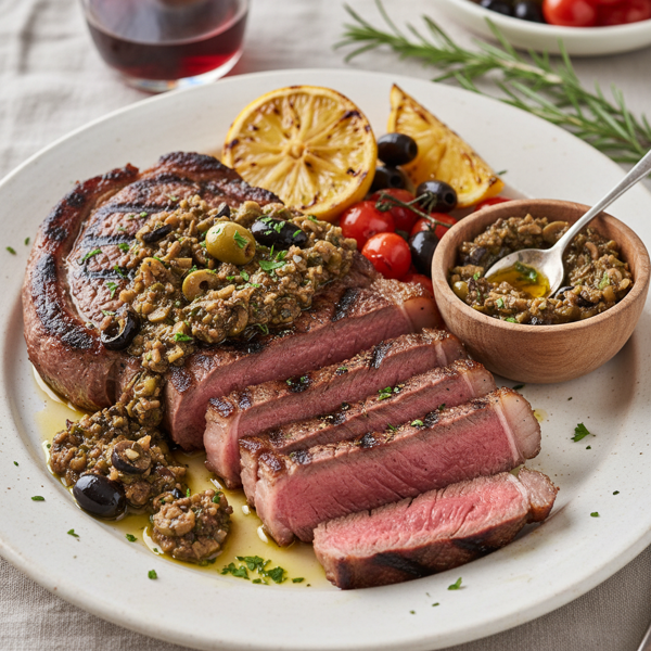Provençal Marinated Steak with Olive Tapenade recipe