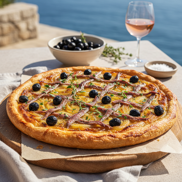Provencal Onion and Olive Tart (Pissaladiere) with Anchovies recipe