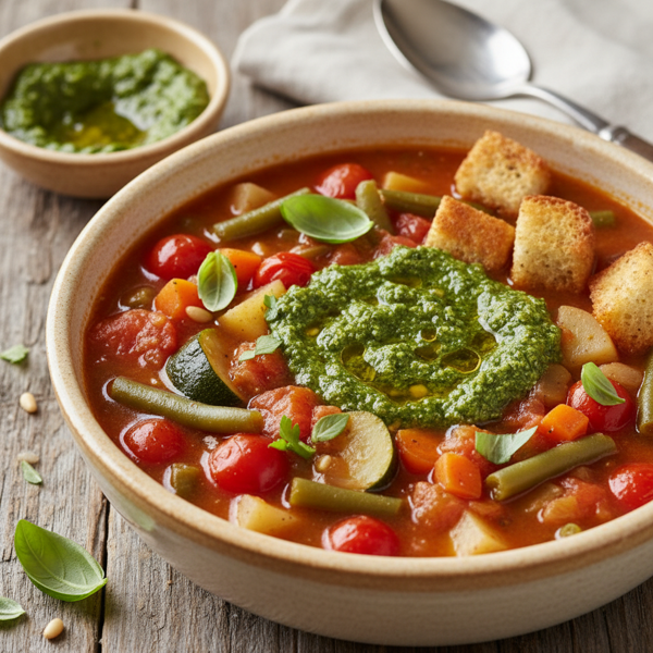 Provencal Vegetable Soup with Herb Pesto recipe