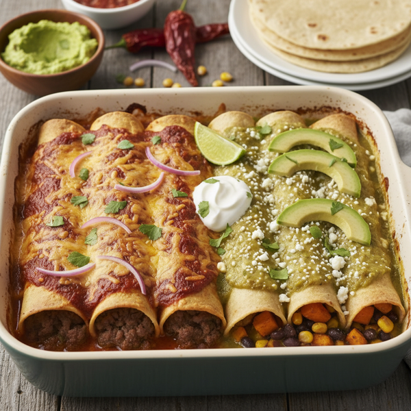 Quick Flavor-Packed Beef or Veggie Enchiladas recipe