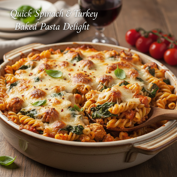 Quick Spinach & Turkey Baked Pasta Delight recipe