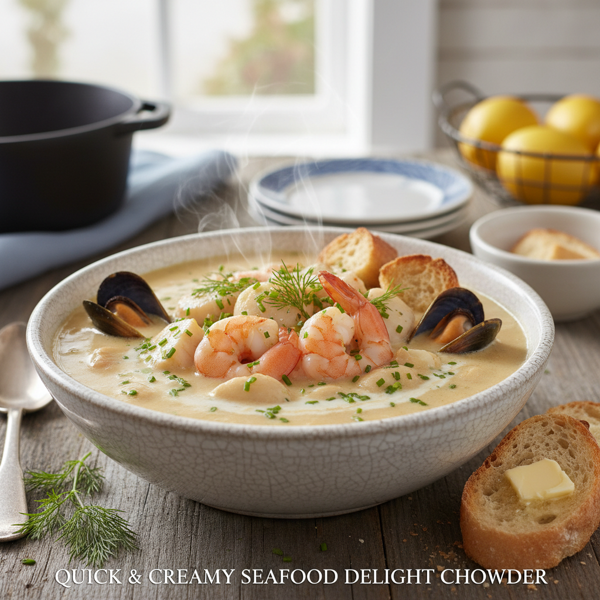 Quick & Creamy Seafood Delight Chowder recipe