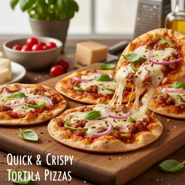Quick & Crispy Tortilla Pizzas recipe
