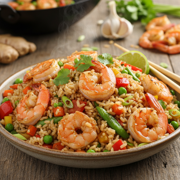 Quick & Flavorful Shrimp Fried Brown Rice recipe
