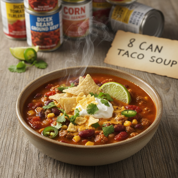 Quick & Hearty 8 Can Taco Soup recipe