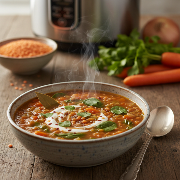 Quick & Nutritious Pressure Cooker Lentil Soup recipe