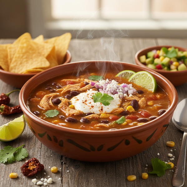 Quick & Zesty Mexican Chicken and Black Bean Soup recipe