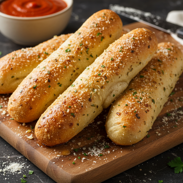Quick and Chewy Garlic Parmesan Breadsticks recipe