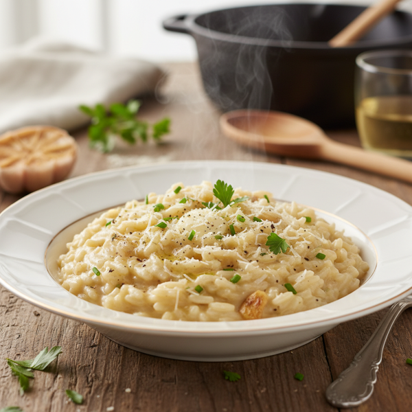 Quick and Creamy Garlic Parmesan Risotto recipe